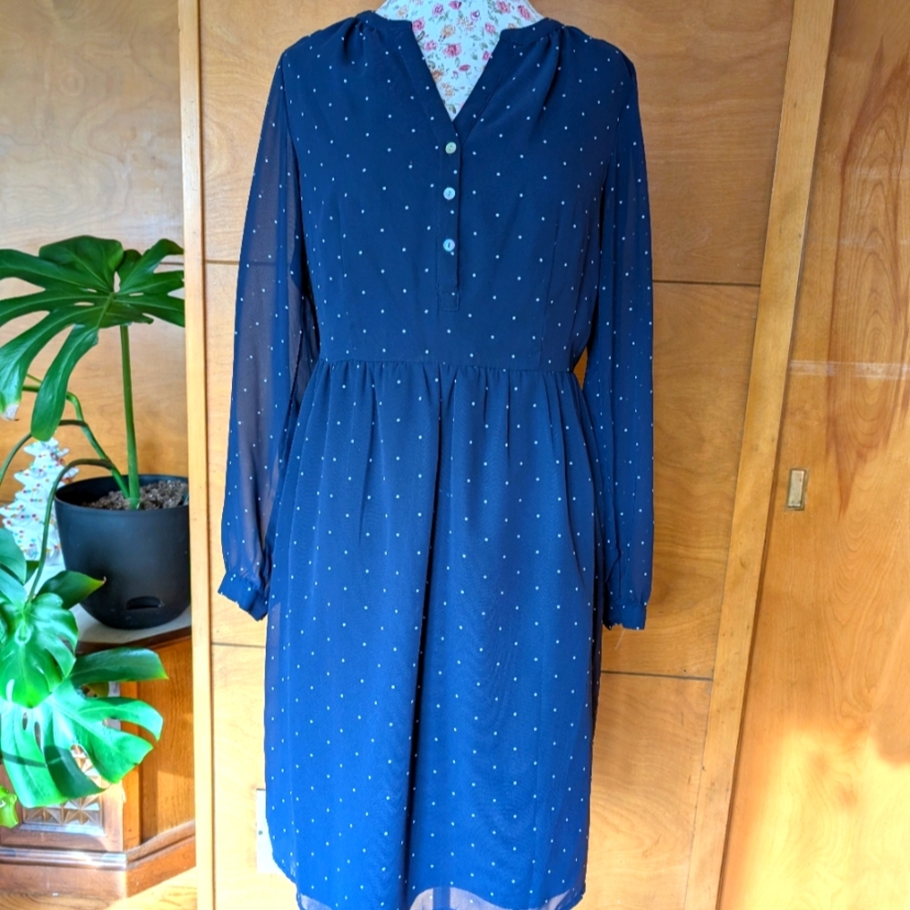 A New Day Blue Polka Dot Dress - Size M